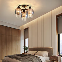 ZMH Lampada da soffitto plafoniera moderna vetro nero E27 per camera letto corridoio