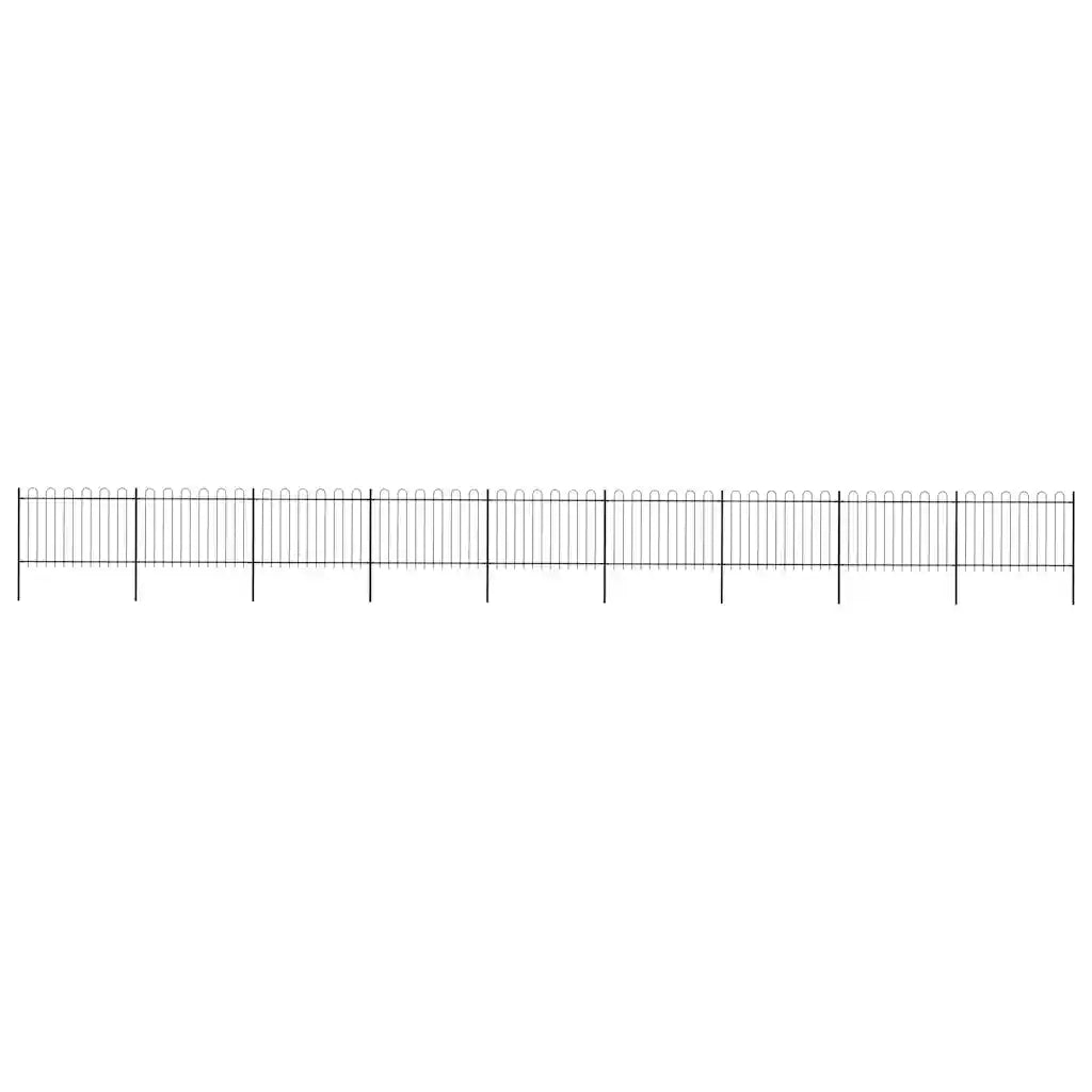 Recinzione da Giardino con Parte Superiore ad Anello in Acciaio 1506x120 cm Nero 277673
