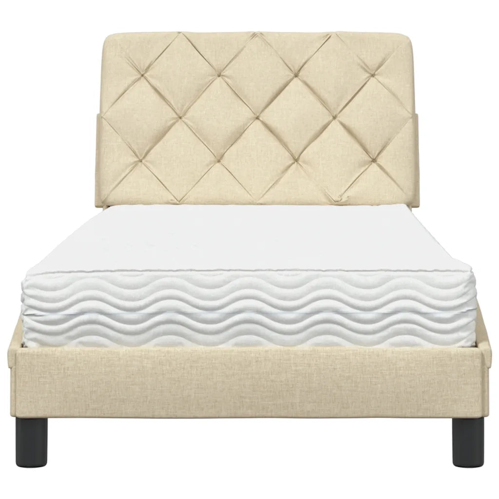 Letto con Materasso Crema 80x200 cm in Tessuto