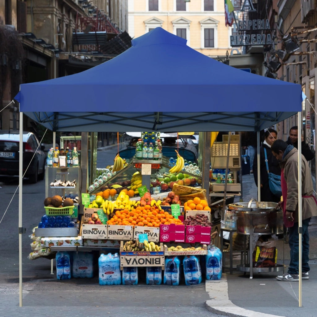 Tendone pop up 3x3m pieghevole impermeabile con borsa a ruote, Tenda da festa all'aperto facile da montare Blu-Gazebo