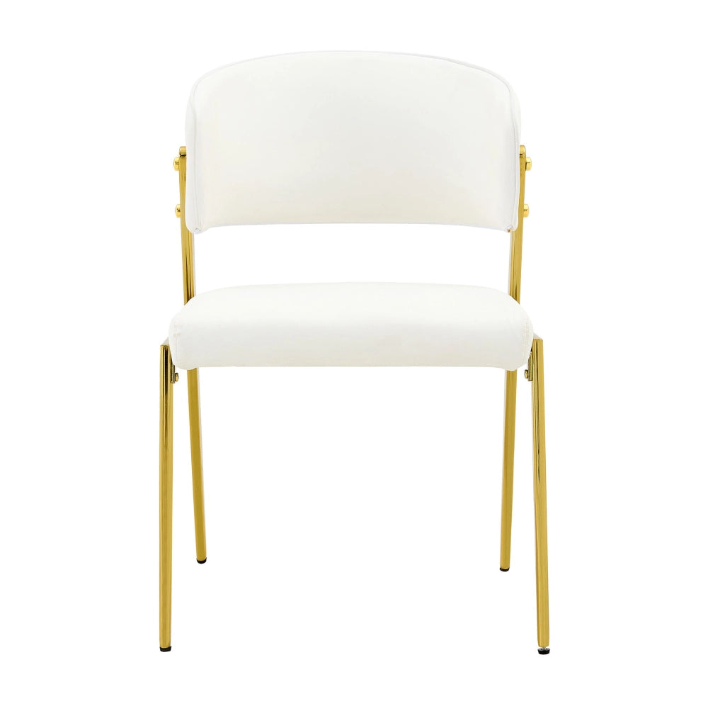 Sedia da pranzo 74x53.5x51 cm con schienale ergonomico in PU bianco