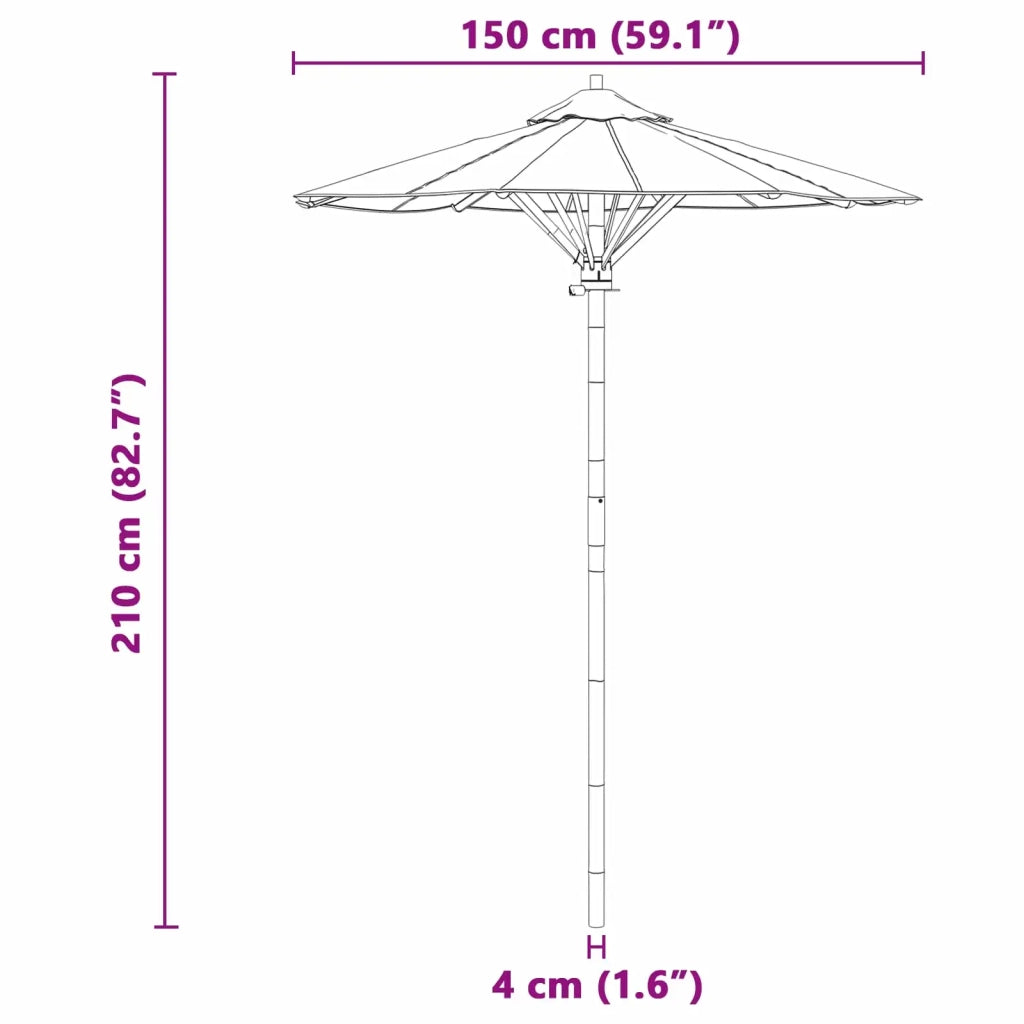 Ombrello da giardino-Ombrellone da spiaggia Bianco Crema ? 150 x 210 cm Bamb¨´