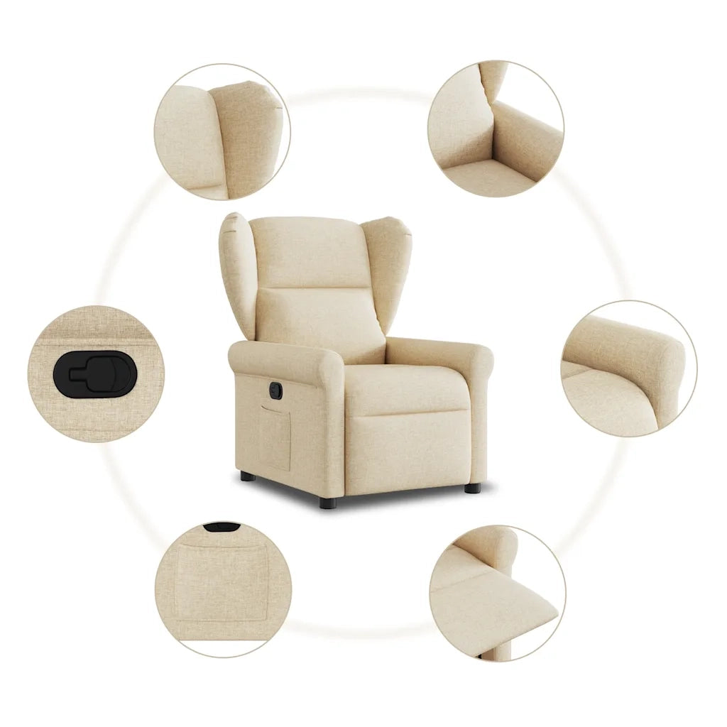 Divano Sedia-Poltrona Reclinabile in Tessuto Crema 954993