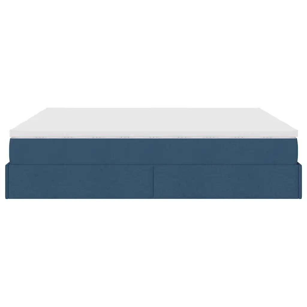 Struttura Letto Pouf con Materassi Blu 200x200 cm in Tessuto 3311254