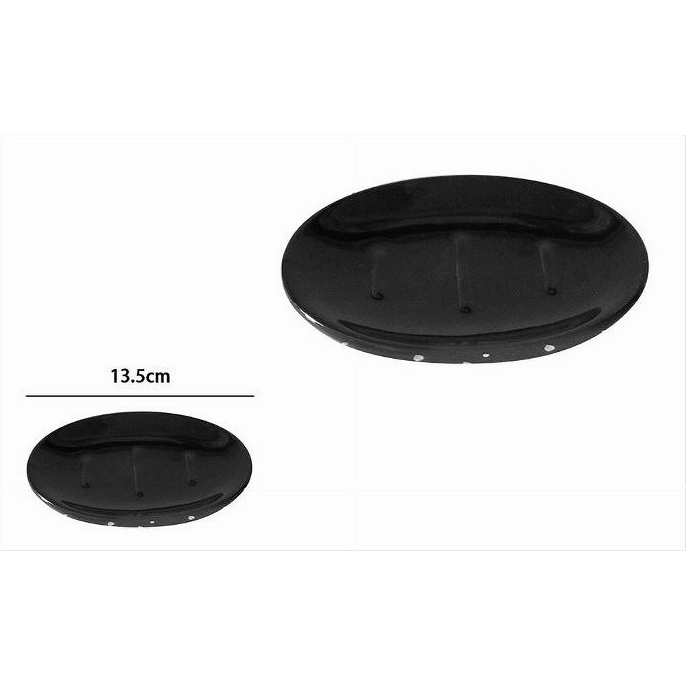 Trade Shop - Piatto Piattino Porta Sapone Saponetta Bagno Nero Macchiato Argento Arredo 59928 -