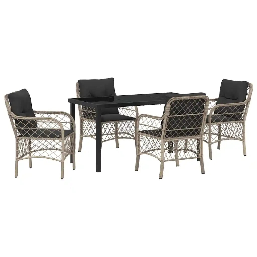 Set da Pranzo per Giardino 5 pcs Grigio chiaro polyrattan 3380241