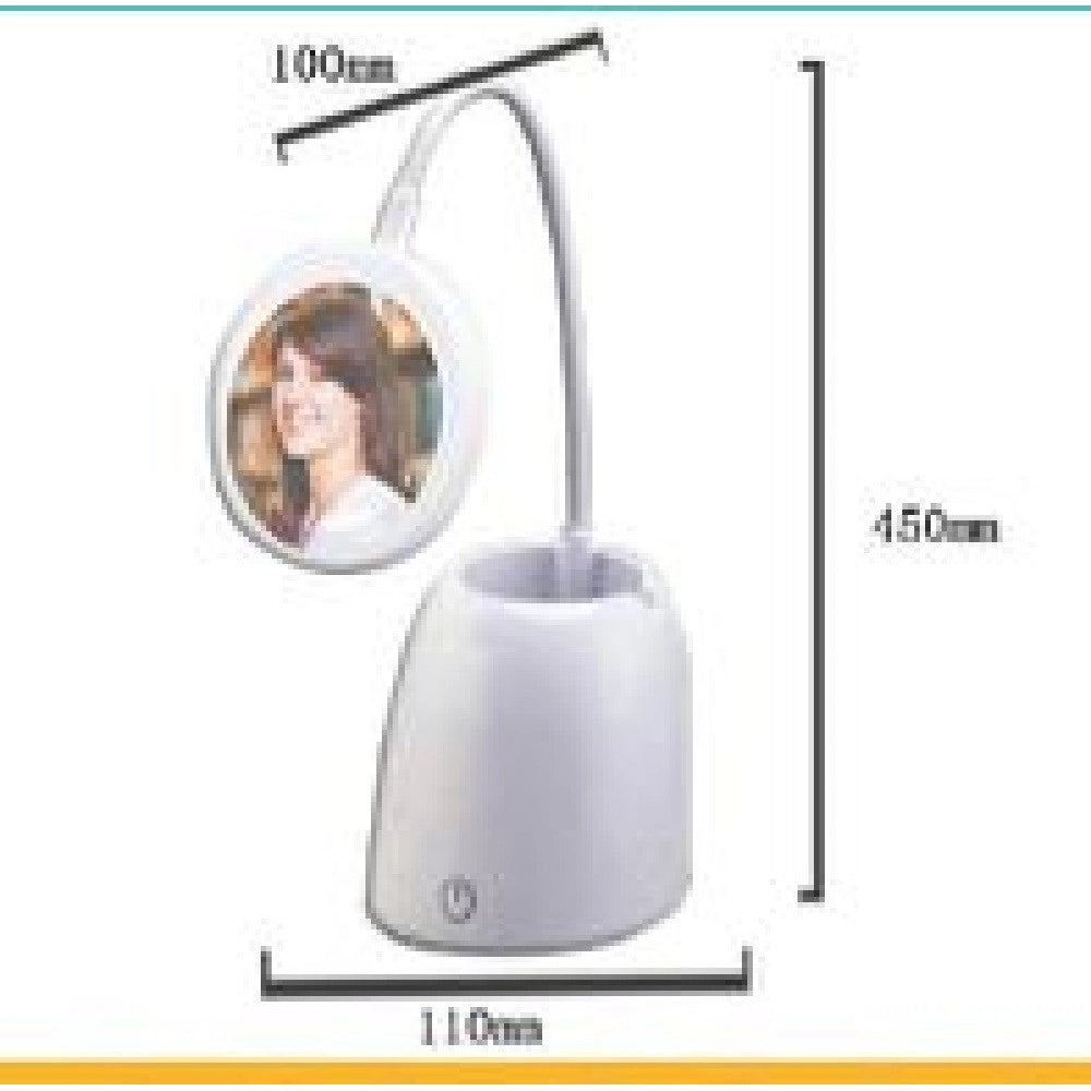 Trade Shop - Lampada Touch Tx-9082 Tavolo Led Usb Specchio Ricaricabile 3 Luminosità Snodabile -