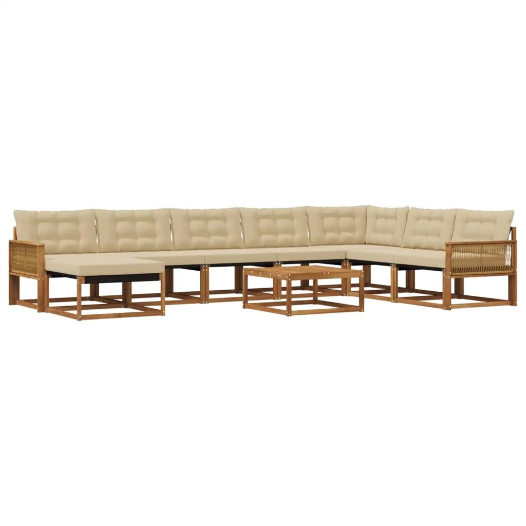 Set di divani da esterno con cuscino 9 pcs Naturale e Beige