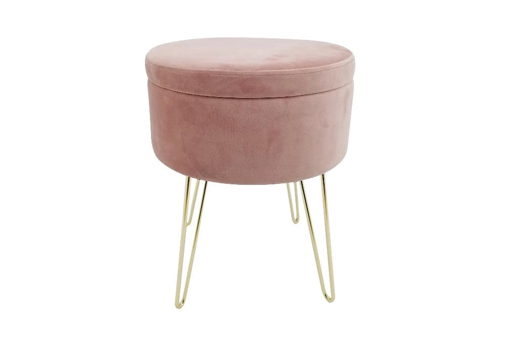 Pouf Decorativo Casa Imbottito in Velluto Orlando Rosa 37,5 x 45 cm