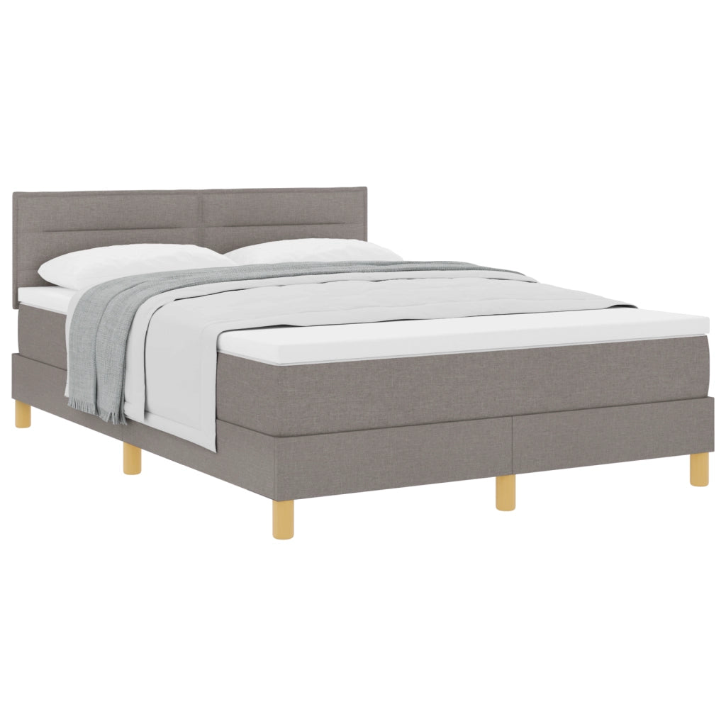 Letto con Box Spring e Materasso Tortora 140x190 cm Tessuto