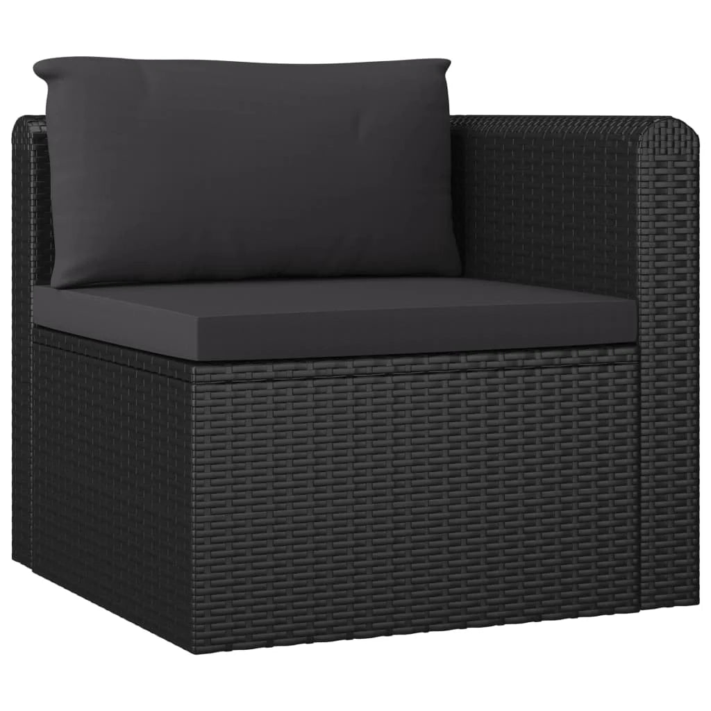 Mobili da giardino mobili da esterno Set di mobili da 7 pezzi con cuscini in resina intrecciata nera 02_0017324