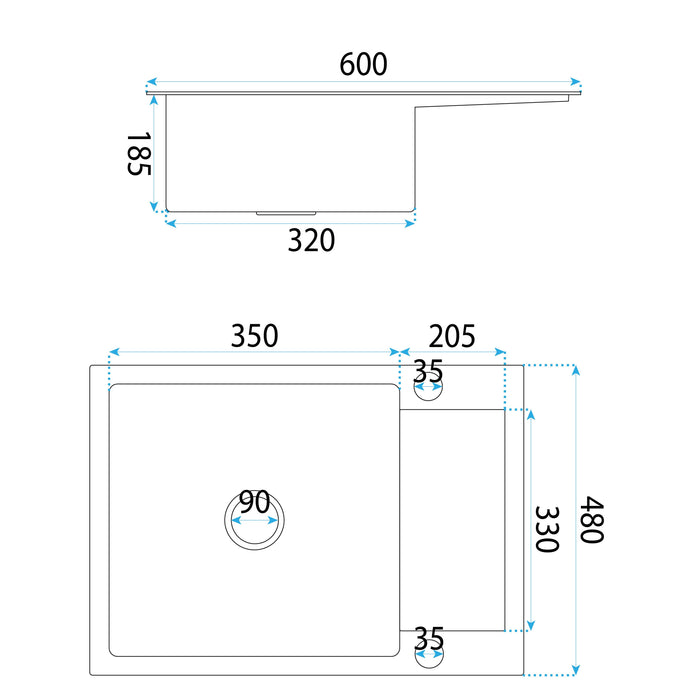 Lavello In Acciaio Paul Brush Gold senza rubinetto da cucina