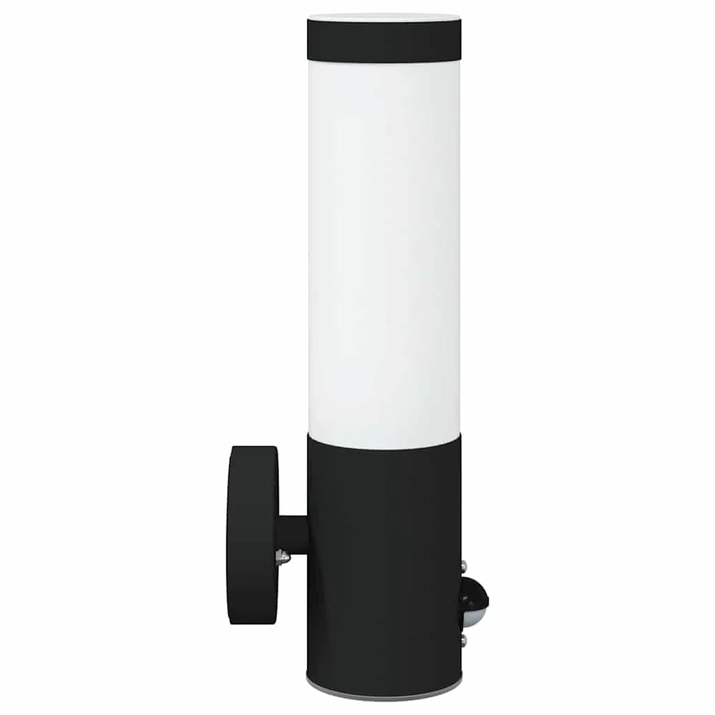 Set di 2 moderne applique da giardino impermeabili 12 x 8,5 x 29 cm acciaio inox nero 02_0056488