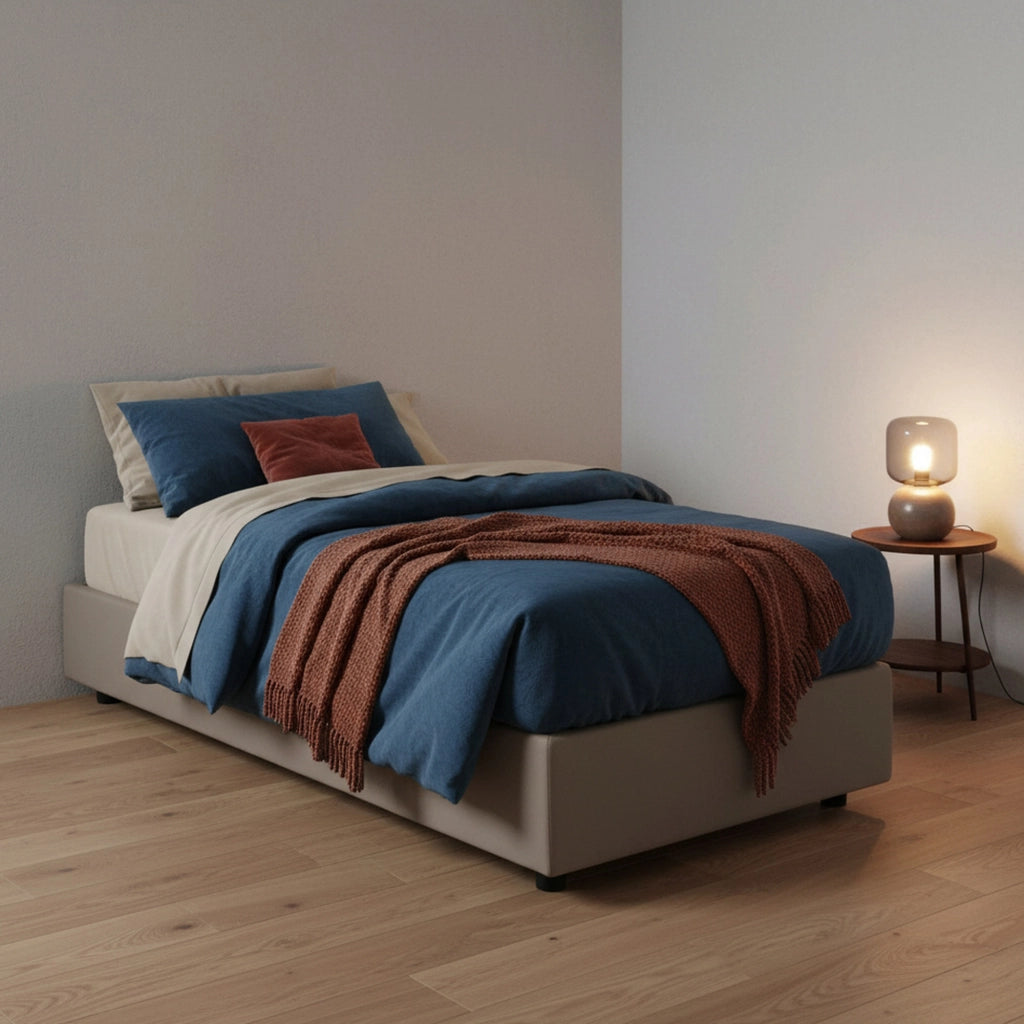 Acrostico, Letto Singolo Sfoderabile Made in Italy, Grigio Tortora
