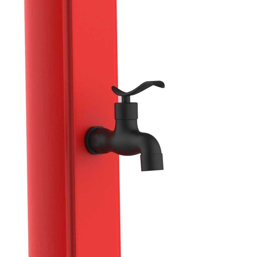 MPC Doccia Rossa in Polietilene HD con Riscaldamento Solare Altezza 226 cm Serbatoio 25 Litri Soffione Rotondo Ø 10 cm Accessori in Ottone Modello DOCCIA SOLARE RIO