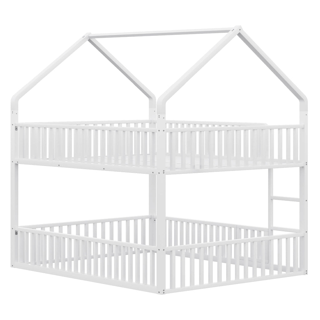LETTO a castello 140x200 cm in metallo bianco, struttura a casetta
