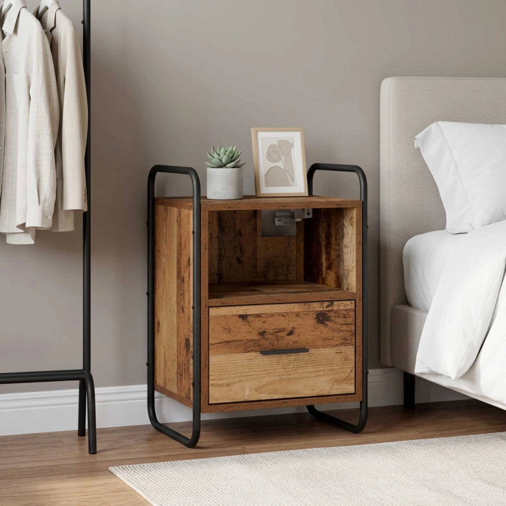 Mobiletto da Letto Appeso Legno antico 40 x 30 x 60 cm 8013574