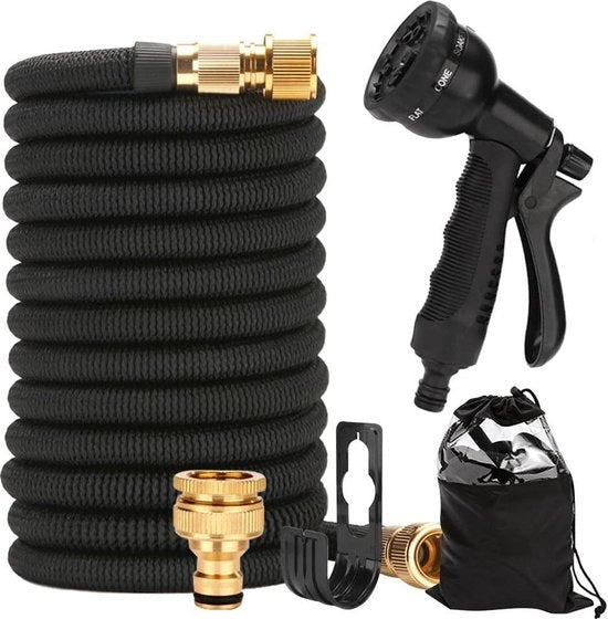 Serpentino flessibile da 15 metri con doccia per giardino e 8 funzioni - ideale per irrigazione giardino e lavaggio auto