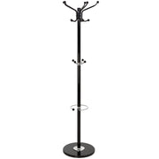 Perchero de metal negro con paraguero y 5 ganchos D36X172h cm