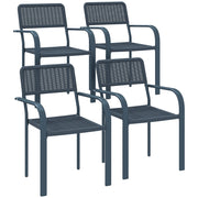 Set di 4 Sedie da Giardino Apilabili ¨C zephmum ¨C Grigio Scuro, Acciaio, 55x60x83 cm