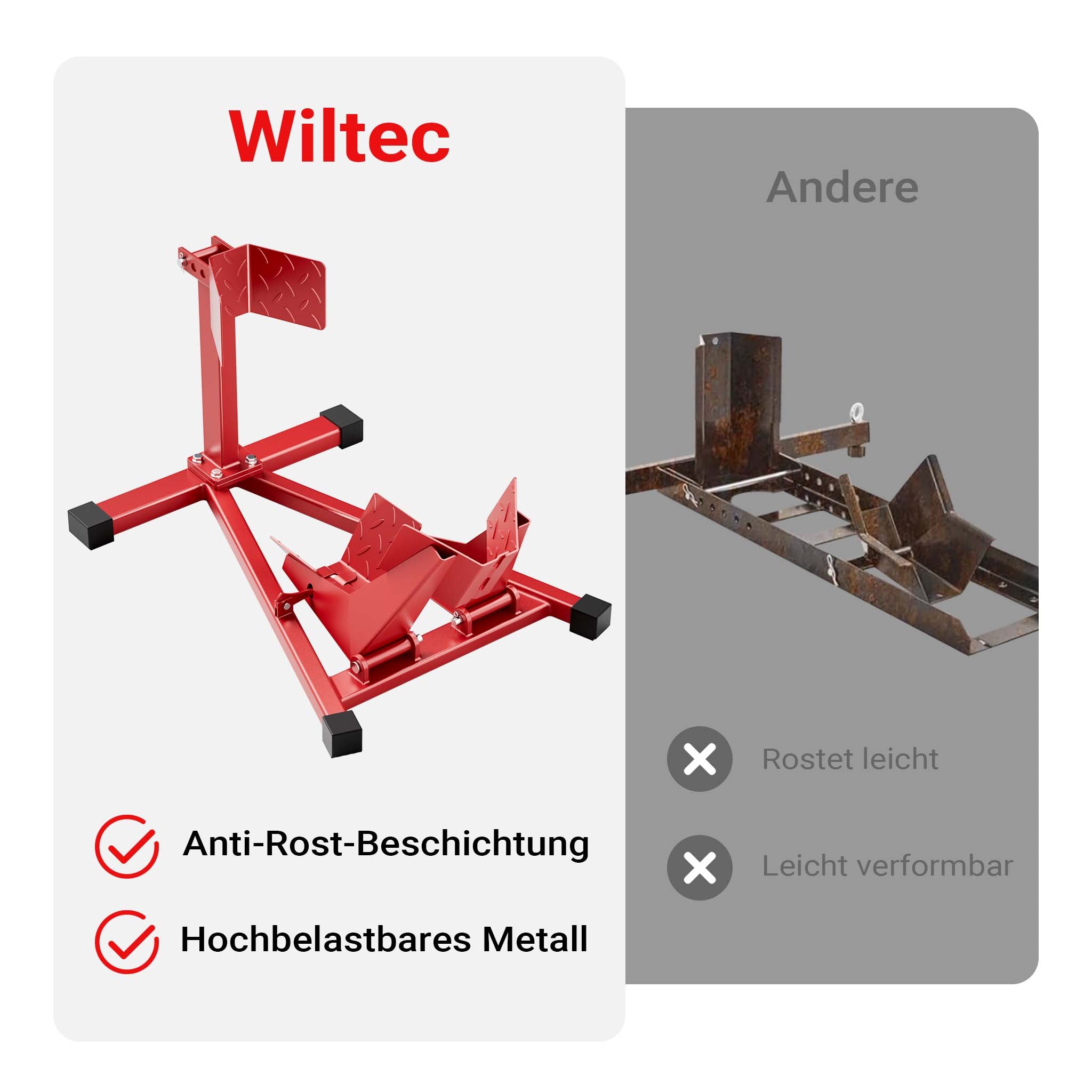 Cavalletto alzamoto per ruota anteriore, pneumatici da 17-21 pollici con larghezza 60-160 mm