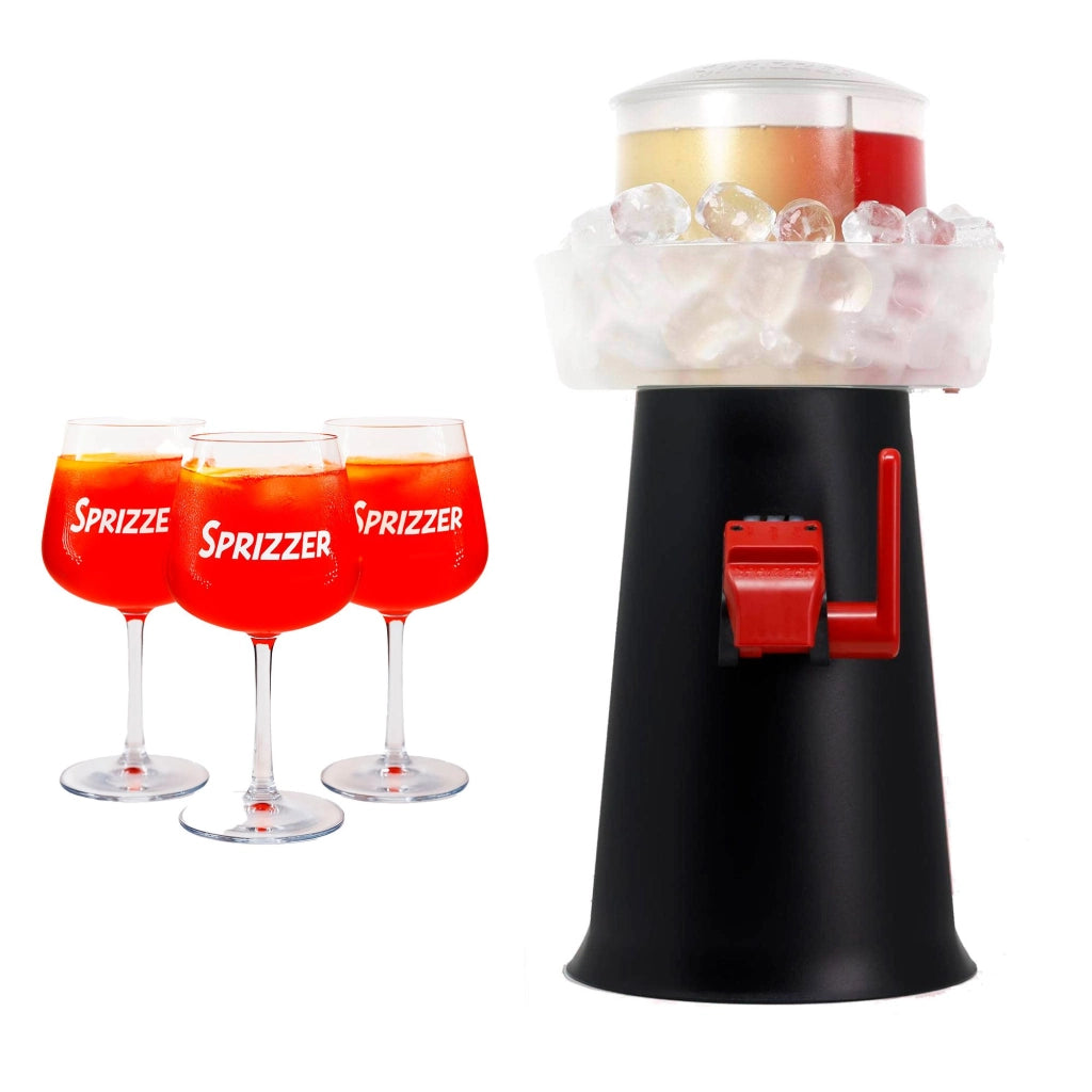 SPRIZZER Kit Sprizzer Nero in Plastica con 3 Bicchieri – Set Completo per Aperitivi Design Italiano Colore Nero Opaco – Modello SPRIZZER-NERO-3-BICCHIERI