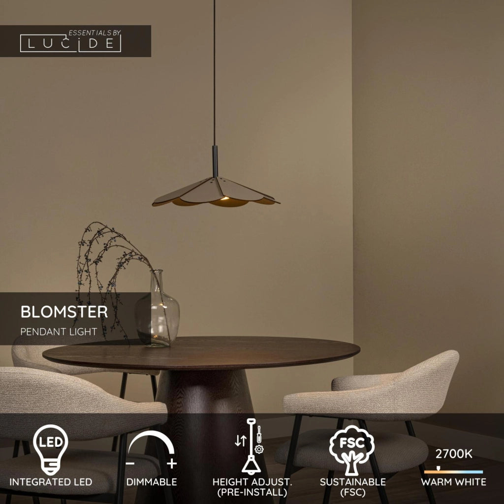 Lampada sospesa japandi BLOMSTER LED taupe Lucide
