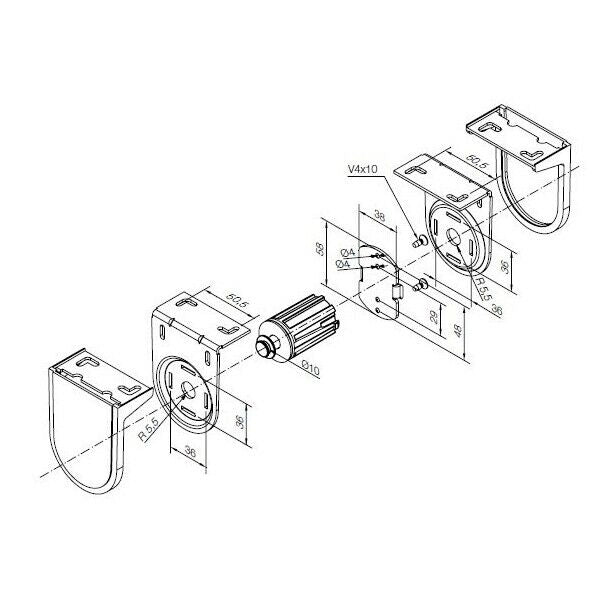 KIT SUPPORTI BIANCHI INTERASSE 55MM PER MOTORI Ø35/45MM MAX 10NM NICE 525.40003