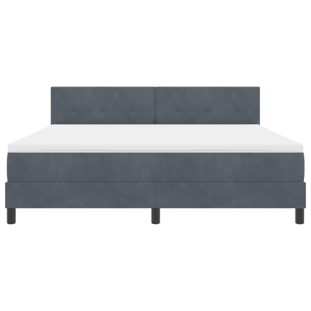 Letto Box Spring con Materasso Grigio Scuro Super King in Velluto