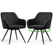 Set di 2 Sedie girevoli in velluto con cuciture TURNO Nero gambe nere