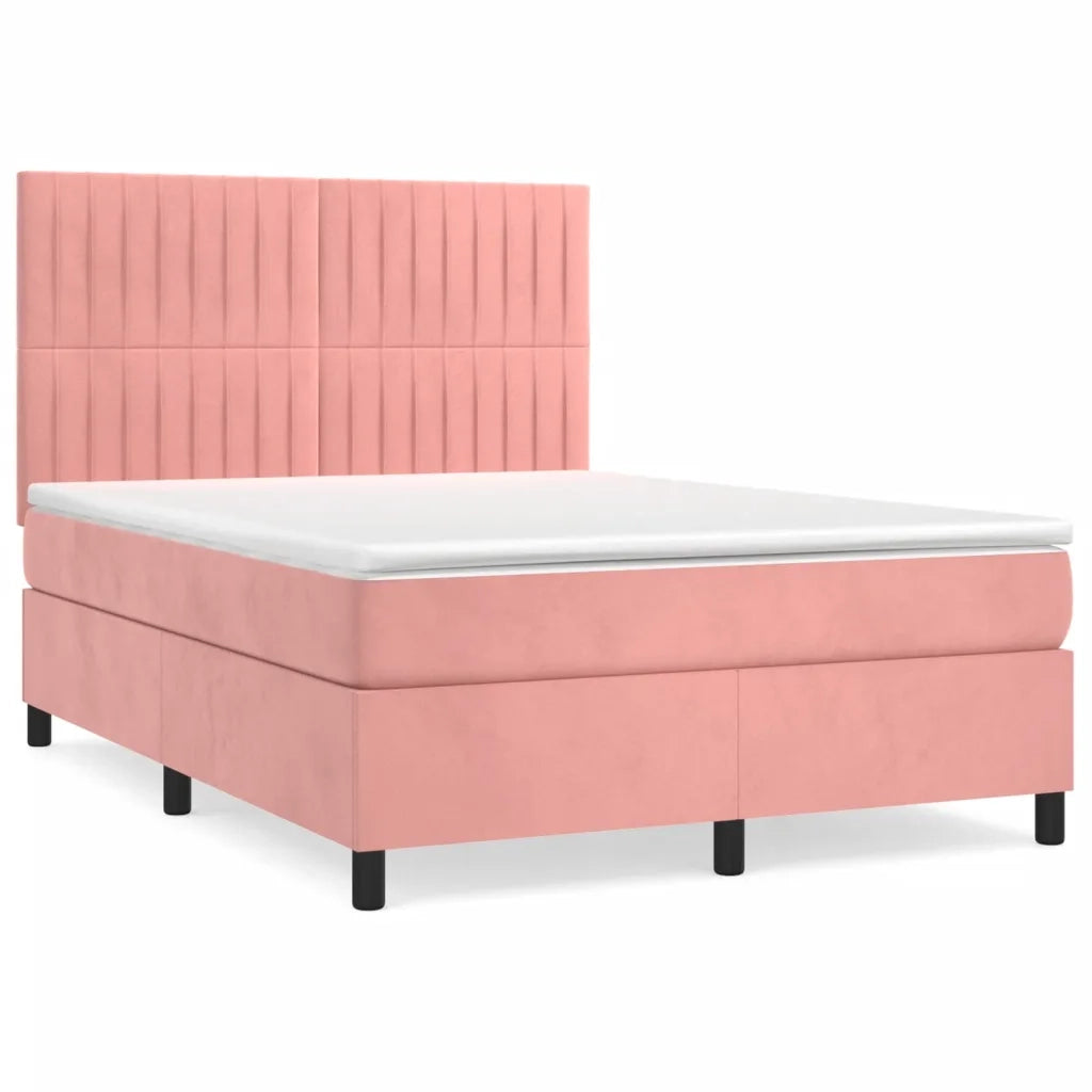 Giroletto a Molle con Materasso Rosa 140x200 cm in Vellutocod mxl 123757