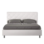 Letto matrimoniale king size con rete imbottito 170x190 similpelle bianco Priya