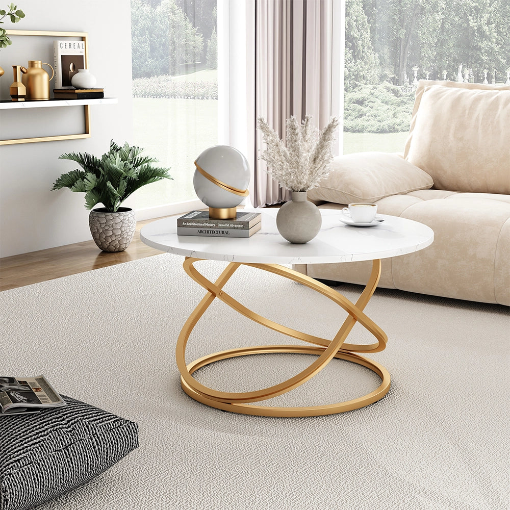 Vicco Tavolino Bianco/Oro 79.5 x 46 cm con ampia superficie di lavoro