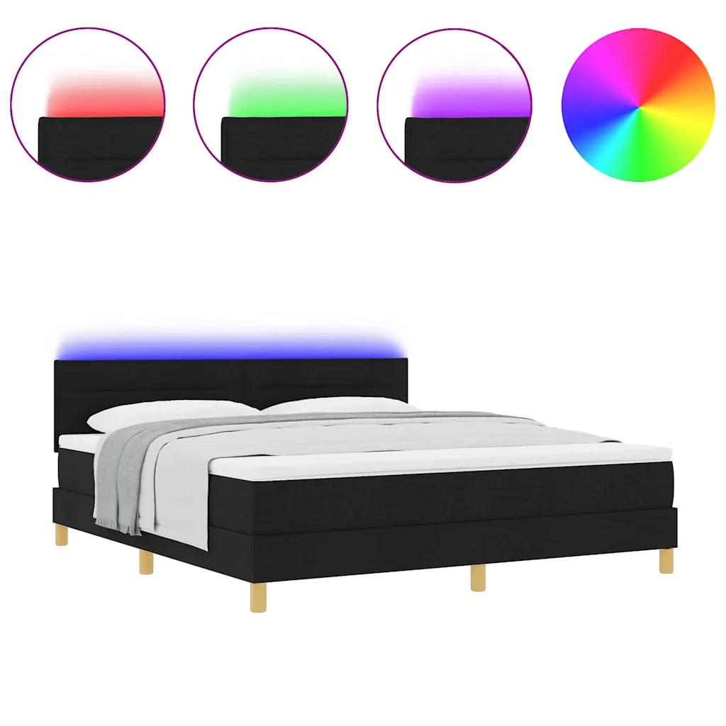 vidaXL Letto a molle con materasso Nero 180 x 200 cm Tessuto