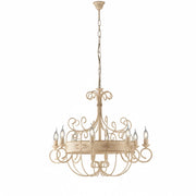 Lampadario Rustico Baltimora Metallo Avorio Oro 8 Luci E14