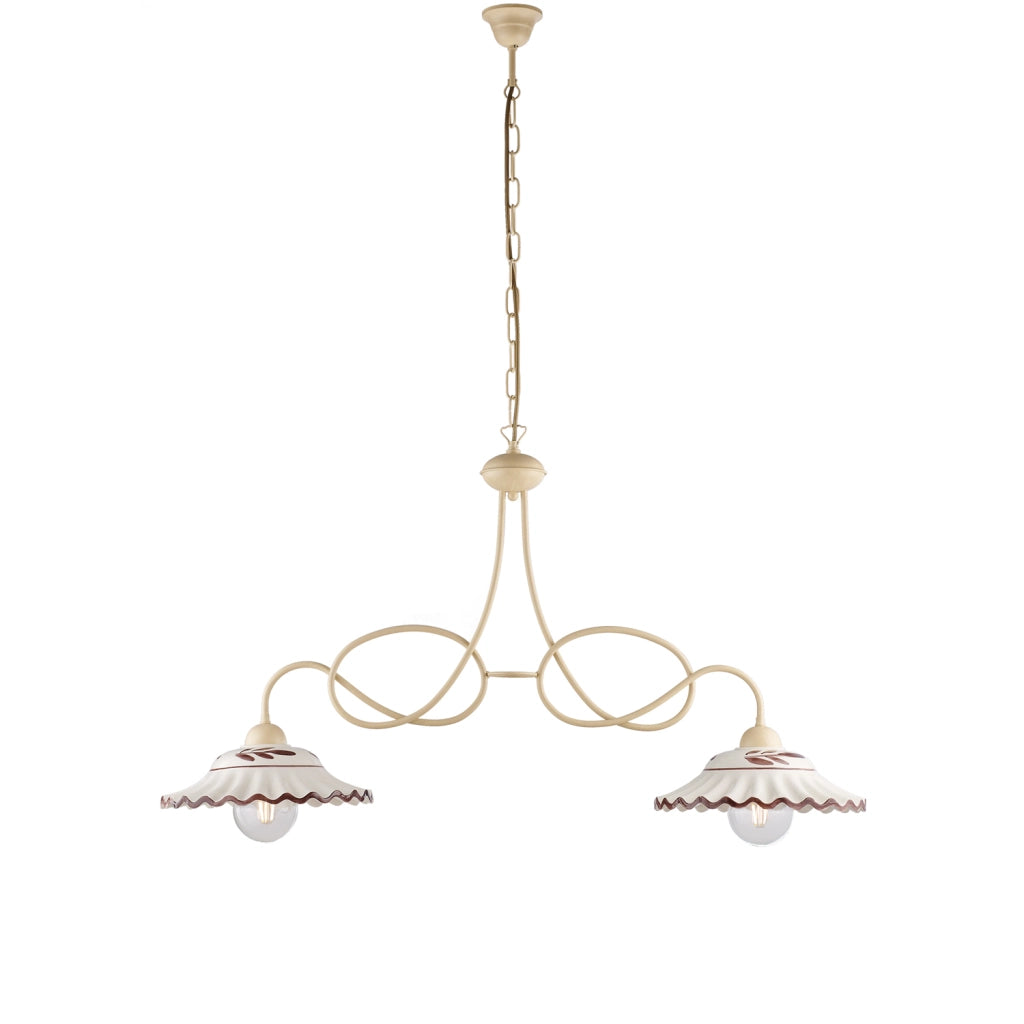 Bilanciere Country Chic Bistrot 2 Luci Avorio Con Ceramica Vietrese