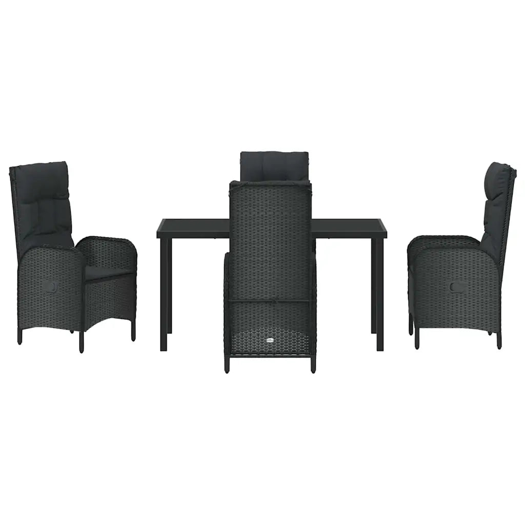 Set da Pranzo per Giardino con cuscino 5 pcs Nero polyrattan 3380115