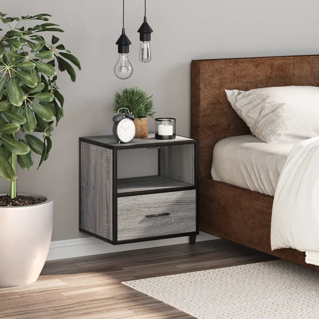 vidaXL Comodino a Muro Grigio Sonoma 40x31x39,5 cm
