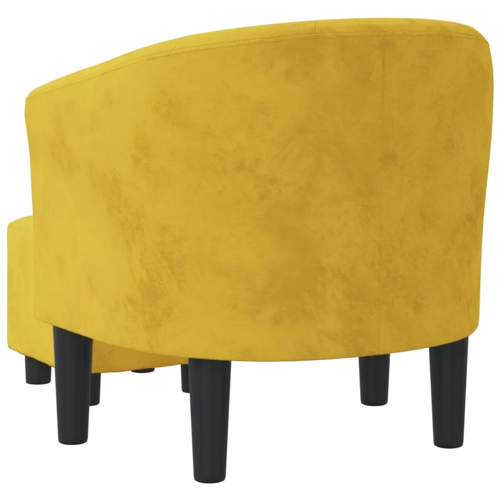 Poltrona Cabriolet con Poggiapiedi Giallo in Velluto 356484