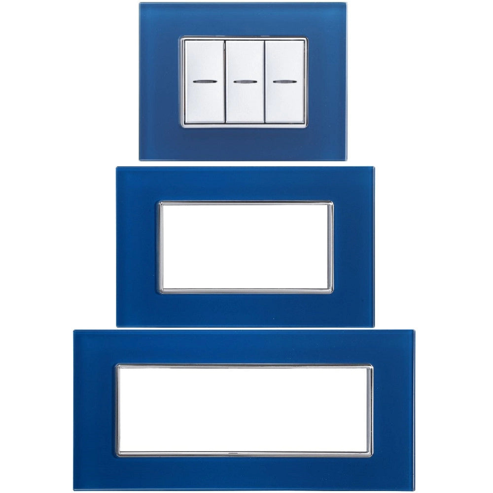 Trade Shop - Placca Cristal 3m 4m 6m Blu Capri Effetto Vetro Compatibile Con Bticino Axolute -