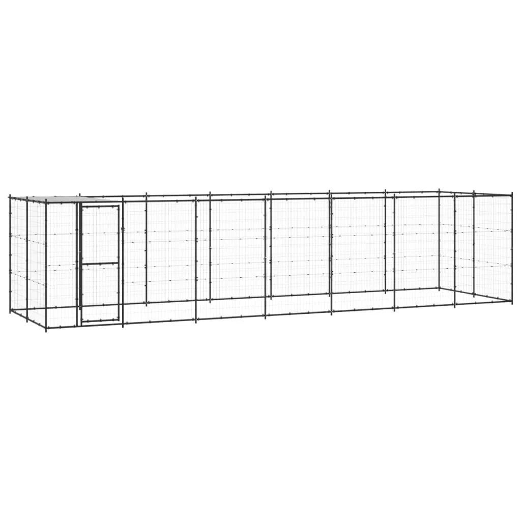 Recinto per animali da esterno per cani in acciaio con tetto 16,94 m² 02_0000393