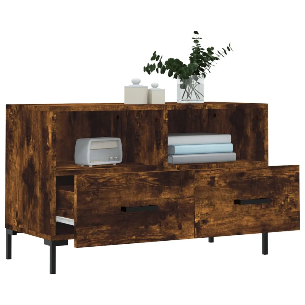 Mobile Porta TV Rovere Fumo 80x36x50 cm in Legno Multistrato 828977