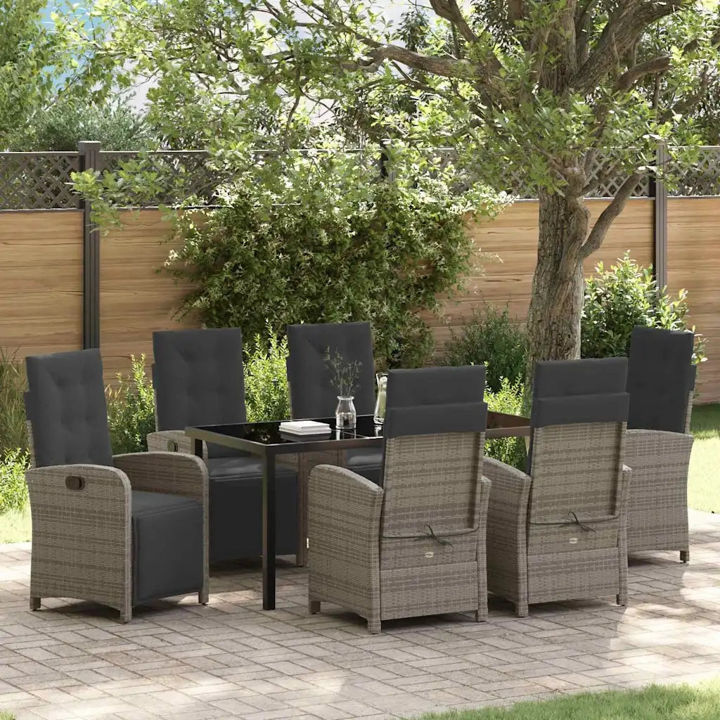 Set da Pranzo per Giardino con cuscino 7 pcs Grigio polyrattan 3380327