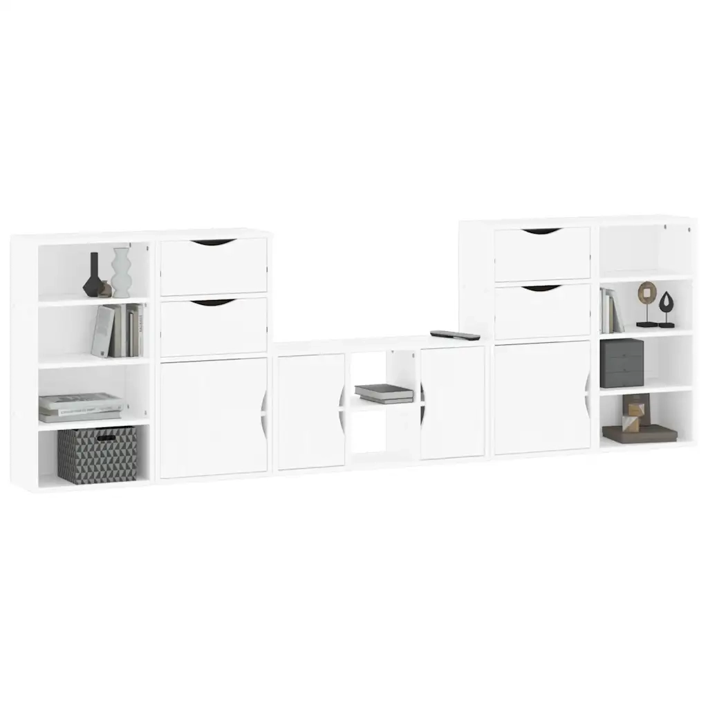 Mobile TV 5 pz con Contenitore ODDA Bianco in Legno di Pino 3365369
