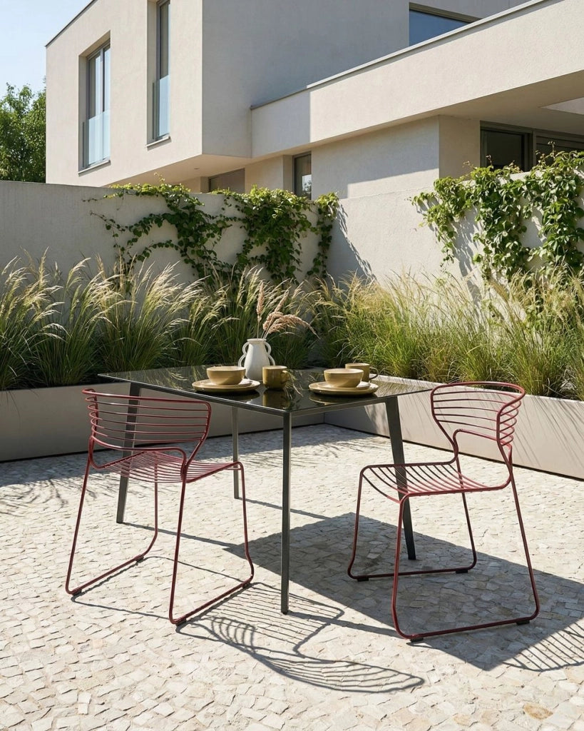 Set di 2 sedie da pranzo imbottite Design moderno Base in metallo rosso design moderno