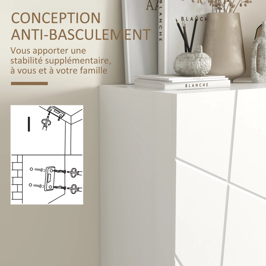 Scarpiera con Ante e Ripiani Regolabili ¨C Zephmum ¨C Bianco 72x31.5x95 cm