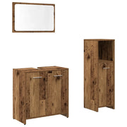 Set Mobili da Bagno | Armadio da bagno 3 pz Legno Antico in Legno Multistrato
