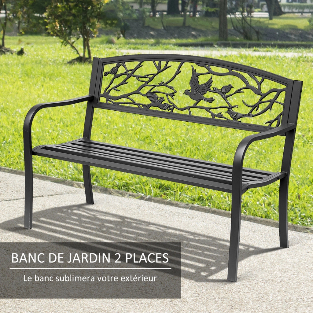 Panchina da giardino 2 posti per esterno balcone patio e terrazza design rustico chic robusta e pratica 127 x 60 x 85 cm