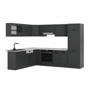 Cucina angolare completa R-Line Antracite rustico/Antracite 287 x 227 cm, PL Marmo Vicco