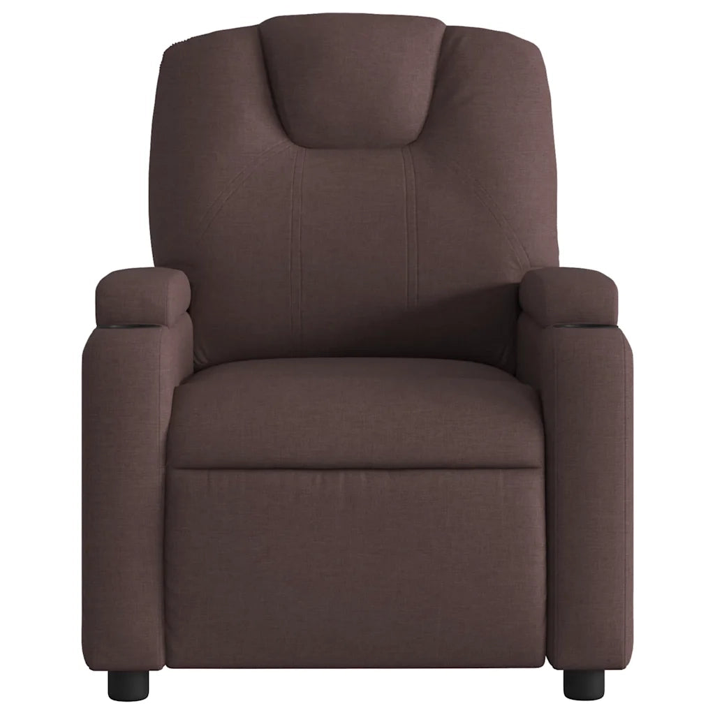 Poltrona | Sedia Relax Elettrica Reclinabile Marrone Scuro in Tessuto